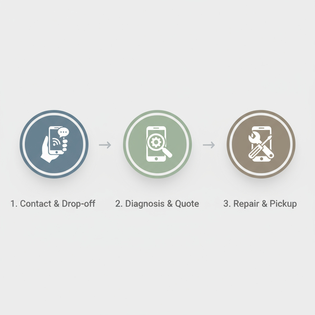 Diagram of contact, diagnosis and repair steps